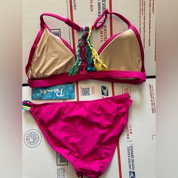 Penti Fuchsia Bikini Set macramé details size 8 - Picture 2 of 2
